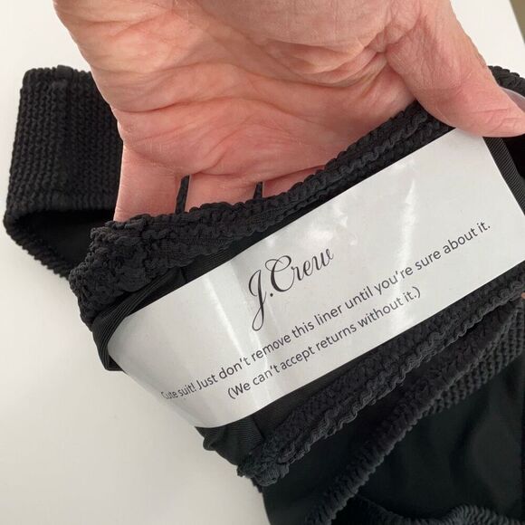 J. Crew Black Textured Hipster Full Coverage Bikini Bottom Swimsuit Size 2X NWT - Picture 3 of 4